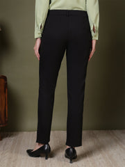 women straight fit formal trousers with front seam detailing