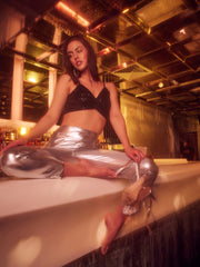 athena black embellished shoulder straps bling sparkly bralette top