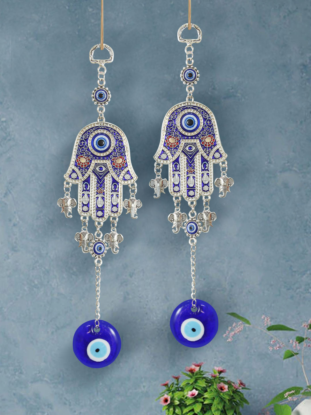 Set of 2 Turkish Hamsa Palm Evil Eye Door Wall Hanging