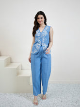 embroidered linen top with trousers