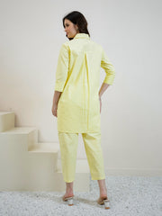 embroidered pure cotton shirt collar shirt with trousers co ords 2