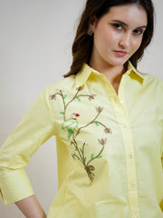 embroidered pure cotton shirt collar shirt with trousers co ords 2