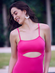 athena fuchsia front cut out swim wear