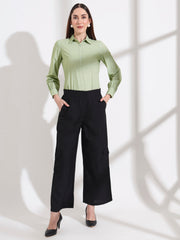 womens opaque regular sleeves shirt style top