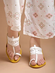 Shoetopia - Classic Heeled Yellow Kolhapuri For Women & Girls