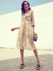 athena floral print chiffon fit flare dress