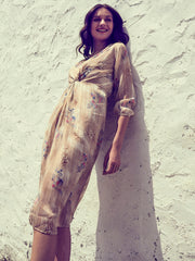 athena floral print chiffon fit flare dress