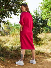 athena maroon cotton sheath dress