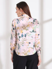 graceful floral printed slim fit formal shirt