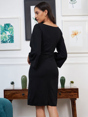 athena black scuba formal sheath dress