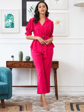 athena women fuchsia solid co ord set
