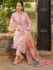 Indo Era - Mauve Embroidered A - Line Kurta Trousers With Dupatta set
