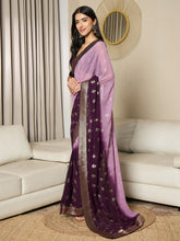 Women's Georgette Mauve Printed Ready to Wear With Blouse Piece