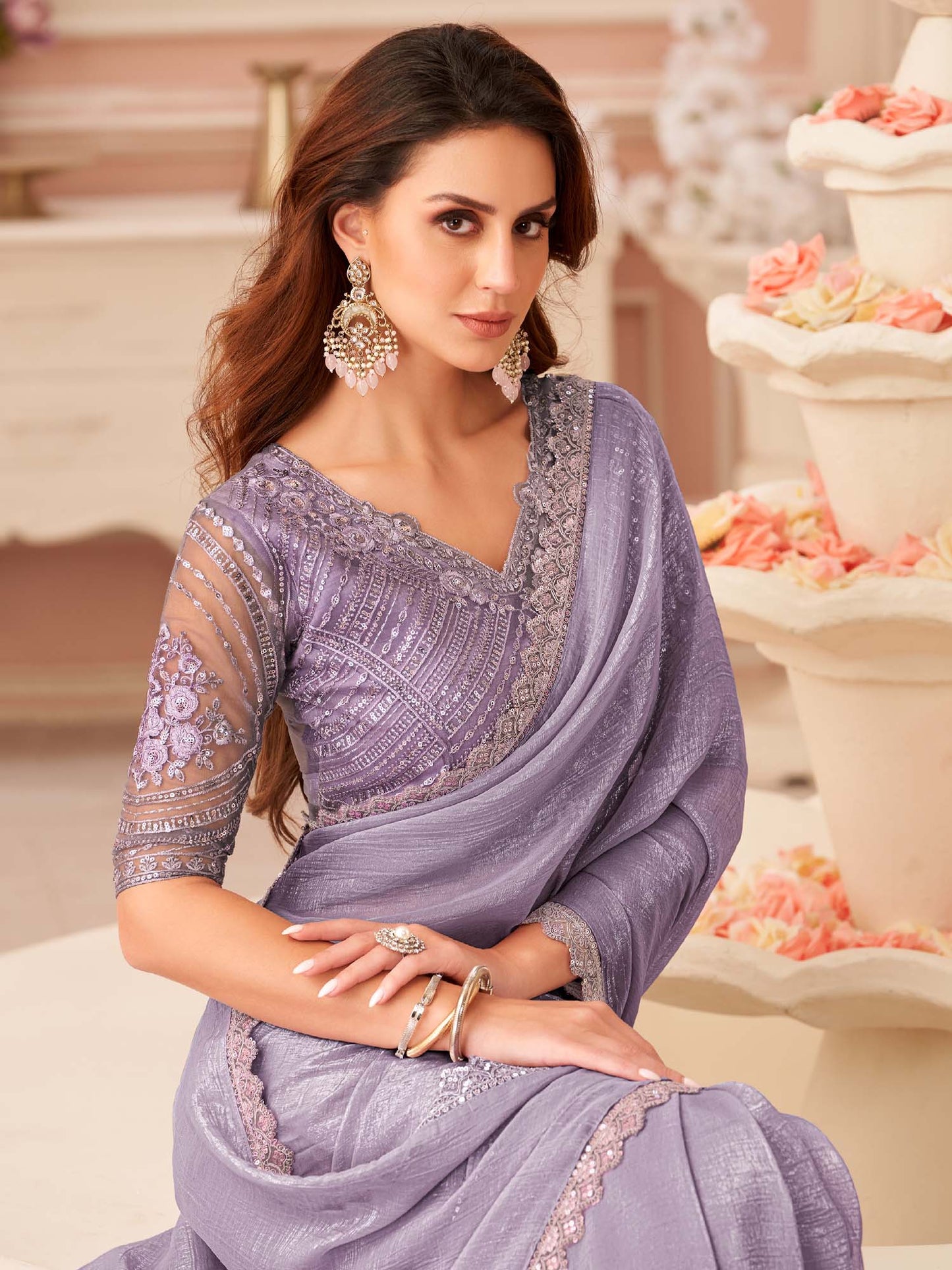 Women's Georgette Printed Designer Saree With Blouse Piece