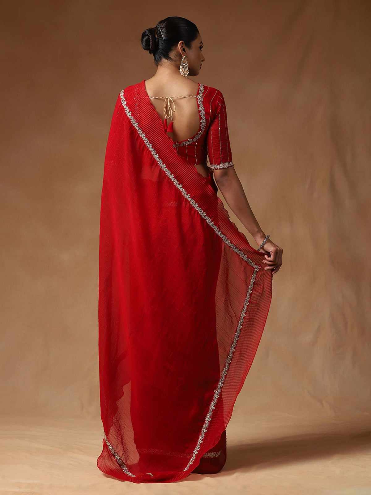 Women's Tissue Yellow Embellished Designer Saree Only