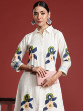 Off White Printed A-Line Kurta Trousers Set