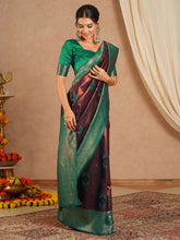 Women's Banarasi Silk Brown Woven Design Designer Saree With Blouse Piece