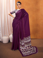 Women's Satin Silk Printed Designer Saree With Blouse Piece