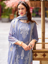 Purple Embroidered Straight Kurta Trousers With Dupatta Set