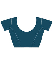 Women's Net Light Blue Embellished Designer Saree With Blouse Piece