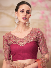 Women's Pure Chiffon Mustard Embellished Designer Saree With Blouse Piece