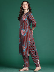Multi Printed Straight Kurta Trousers With Dupatta Set