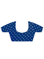 ساري نسائي أزرق مطبوع من الكريب مع قطعة بلوزة