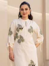Off White Embroidered Straight Kurta Trousers set