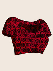 Women's Satin Printed Designer Saree With Blouse Piece