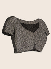 Women's Satin Silk Black Woven Design Designer Saree With Blouse Piece