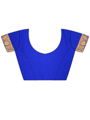 Women's Chiffon Blue Printed Designer Saree With Blouse Piece