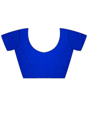 Women's Chiffon Blue Printed Designer Saree With Blouse Piece