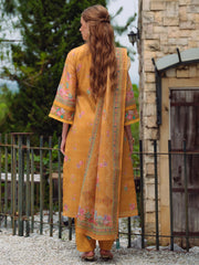 Yellow Embroidered Straight Kurta Trousers With Dupatta set
