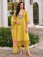 0 Embroidered Anarkali Kurta Trousers With Dupatta Set