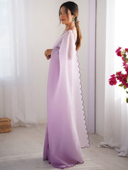 Women's Chiffon Lavendar Embellished Designer Saree With Blouse Piece