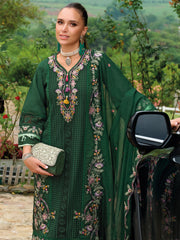 Green Embroidered Straight Kurta Trousers With Dupatta Set