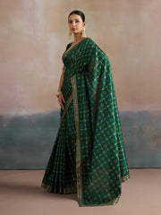 Women's Dola Silk Green Digital Print Designer Saree With Blouse Piece
