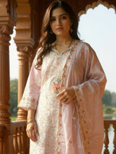Lavender Embroidered Straight Kurta Trousers With Dupatta Set