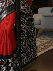 Women's Art Silk Red Printed Designer Saree With Blouse Piece