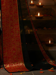 Women's Art SIlk Black Solid Designer Saree With Blouse Piece