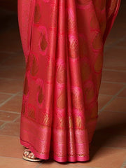Women's Silk Blend Pink Woven Design DesignerSaree With Blouse Piece