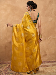 Women's Dola Silk Mustard Digital Print Designer Saree With Blouse Piece