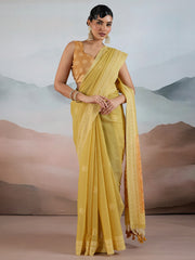 Women's Pure Cotton Light Green Woven Design DesignerSaree With Blouse Piece