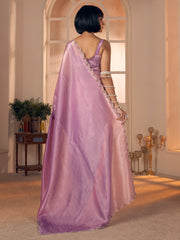 Women's Pure Silk Lavendar Embellished DesignerSaree With Blouse Piece
