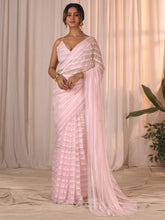 Women's Georgette Pink Embellished DesignerSaree With Blouse Piece