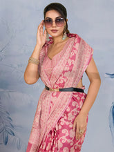 Women's Chanderi Cotton Pink Woven Design DesignerSaree With Blouse Piece