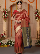 Women's Silk Blend Maroon Woven Design DesignerSaree With Blouse Piece