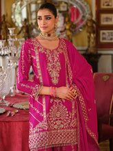 Pink Embroidered Straight Kurta Palazzos With Dupatta set