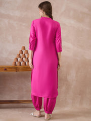 Pink Solid Straight Kurta Salwar set