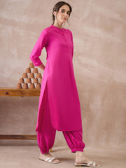 Pink Solid Straight Kurta Salwar set